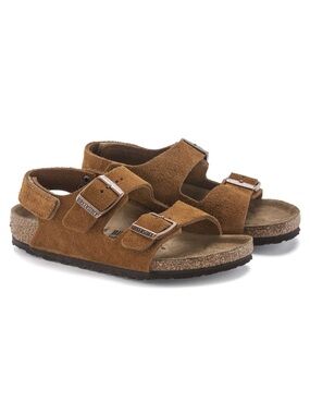 Birkenstock Milano HL Kids Suede Leather Sandals Mink US 2-2.5 Medium Narrow